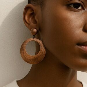 Elegant Hammered Copper Hoop Earrings